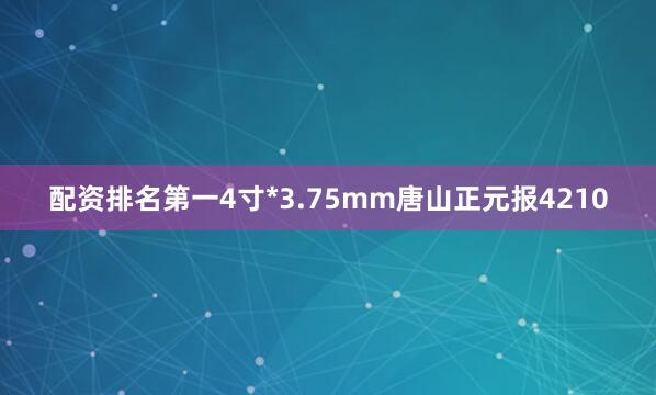 配资排名第一4寸*3.75mm唐山正元报4210